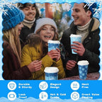 Jingmore 48 Sets 16oz Disposable Paper Coffee Cups with Lids Sleeves Straws Holiday Paper Drinking Cups Bulk for Hot Cold Beverages Home Business Cafe Birthday Party Supplies (Snowflake) - Image 6