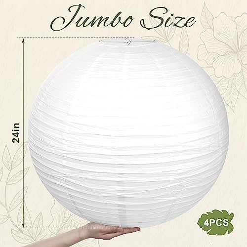 Woanger 4 Pack 24 Inch Large White Paper Lanterns for Christmas Party Decor - Image 2