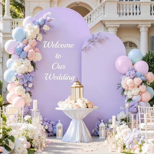 Purple and Blue Arch Cover 2 Set-7.2FT and 6FT Arch Backdrop Cover Spandex Fitted Mermaid Arch Stand Covers for Under The Sea Birthday Party Wedding Baby Shower Ceremony Photo Background - Image 3