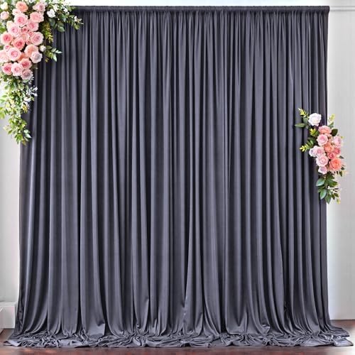 10 ft x 10 ft Wrinkle Free Charcoal Backdrop Curtain for Parties, Dark Grey Polyester Photo Backdrop Drapes for Baby Shower Wedding Engagement Birthday Party Backdrop Stand,5ft x 10ft 2 Panels by Outpain
