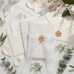 UNIQOOO 50 Sets Wedding Invitation Kit, White Floral Vellum Jackets for 5x7 Invitations w/Lace Ribbon & Eucalyptus Wax Seal Stickers, Wedding Invitation Accessories - Image 4