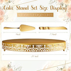 Wenqik 20 Inch Gold Cake Stand Set Metal Round Cupcake Dessert Stand with Cake Cutting, Flower Spatula Wedding Cupcake Pastry Display Candy Holder Display for Wedding Party Birthday Baby Shower - Image 2