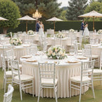 6 Pack Ivory Spandex Round Tablecloths for 60 inch Table, Wrinkle Free 120inch Stretchy Fitted 5FT Round Table Cloths Cover with Skirt for Wedding Party Dining Banquet - Image 3