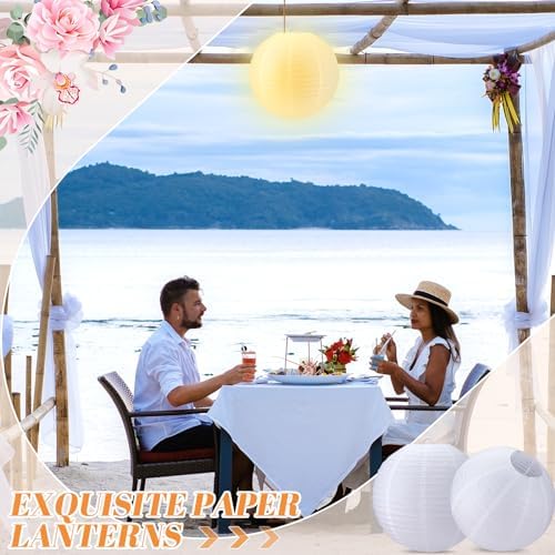 Glooglitter 5 Pcs 20 Inch White Paper Lanterns Large Round Party - Image 6