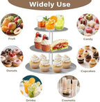 J JOYSAY Dark Gray Print Acrylic Cupcake Stand 3 Tier Dessert Table Display Set Clear Cake Stands for Wedding Baby Shower Party Decorations Easy Assembly Pastry Tower - Image 5