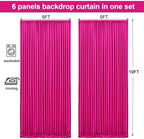 30x10ft Hot Pink Backdrop Curtain for Wedding Parties Wrinkle Free Fabric Fuchsia Drapes Backdrop Decoration for Baby Shower Birthday Photography Decoration 6 Panels, 5ft x 10ft - Image 6