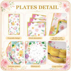 Pickmesh 250 Pcs Garden Blooms Wildflower Disposable Tableware Set Watercolor Floral Paper Plates Napkins and Cups for Wedding Birthday Party Supplies Bridal Baby Shower Engagement, Serve 50 Guest - Image 2