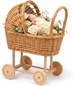 Large Wicker Baby Carriage Basket for Baby Shower Decor - 21.9-Inch by Unknown