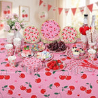 Ceenna 452 Pcs Cherry Party Decoration for 50 Guest, Cherry Paper Plates Napkins Cups Tablecloth Cutlery Straw Summer Fruit Disposable Tableware for Picnic Birthday Baby Shower Party Supplies - Image 6