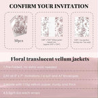 UNIQOOO 50 Pack Pre-Folded Burgundy Floral Vellum Jackets&UNIQOOO Wax Seal Stickers - 3D Magnolia - Image 4