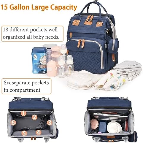 Astro alan Baby Diaper Bag with Changing Station, Waterproof Diaper Bag Backpack for Moms Dads with USB Charging Port, Baby Shower Gifts, Baby essentials, Blue - Image 3