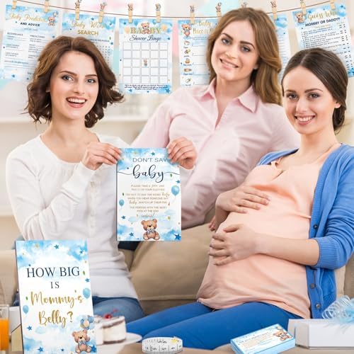 Funnymoom 426 Piece Blue Bear Baby Shower Games Set 8 Games for 50 Guests - Image 6