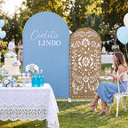 Mindsoft 2 Pcs Arch Backdrop Cover 6ft and 7.2ft Spandex Stand Cover for Baby Shower Birthday Wedding Bridal Shower Party Decorations (Blue and Brown,Cielito Lindo) - Image 5