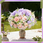 Tigeen 6 Bundles Artificial Flowers Bouquet for Wedding, Pink Purple - Image 4