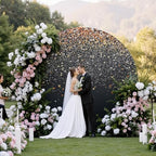 Gallety 7.2 FT Black and Gold Round Backdrop Cover for 5 to 7.2FT Circle Arch Stand - Adjustable Sparkly Glitter Circle Backdrop Cover for Wedding Graduation 1920s Party Gold Birthday Decorations - Image 5