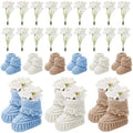 Wesiti 6 Pairs Baby Shower Booties Centerpiece, Blue, Khaki, White by Unteilti