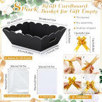 Fuyoooo 8 Pack Black Baskets for Gifts Empty to Fill, Sturdy 10" x 12" Scalloped Edged Empty Gift Basket Kit Bulk with Handles, 8 Wrap Bags, 16 Tissue Paper and 8 Bows for Wedding Party - Image 2