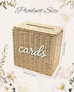 Wicker Wedding Card Box Basket with Slot, 10.2'' Hand-Woven Rattan - Image 3