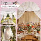Lounsweer Apricot Wildflower Table Runner 10ft Embroidery Tulle - Image 3