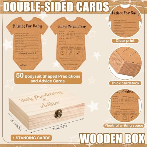Estune 352 Pcs Baby Shower Advice Cards for Parents to Be Advice for New Parents Baby Shower Decorations Girl, Advices and Wishes for Cards Box Fun Game Ideas(Kraft Paper) - Image 3