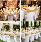 100PCS Spandex Stretch Gold Chair Sashes Bows Universal Elastic Chair Cover Bands Ties with Buckle Slider for Wedding Party Birthday Reception Event Banquet Decoration(Gold) - Image 7