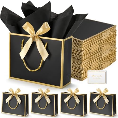 DOYIDE 50 Pcs Thank You Gift Bags with Tissue Paper & Handles, 9x7x3.1inch by DOYIDE