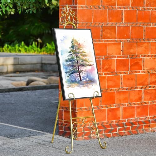 59" H × 22" L × 20" W Metal Easel Stand for Sign with Chain Support - Image 6