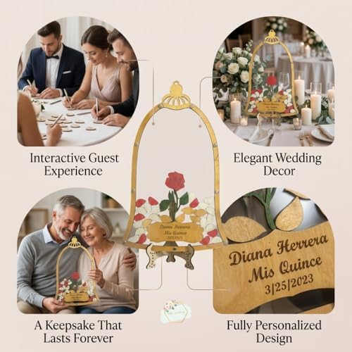 Personalized Enchanted Rose Dome Wedding Guest Book Alternative Frame - Image 4