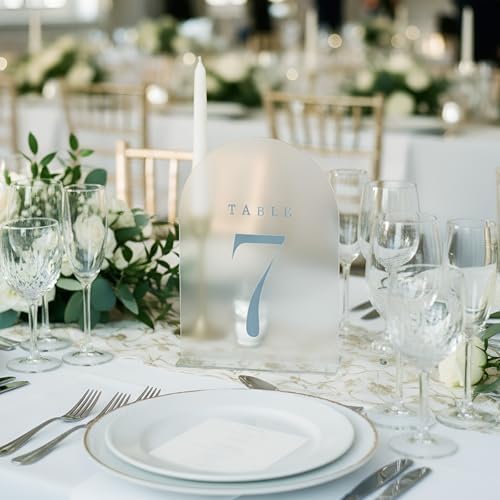 15 Pcs Table Numbers with Stands, 1-15, 5"x7", Dusty Blue - Image 5