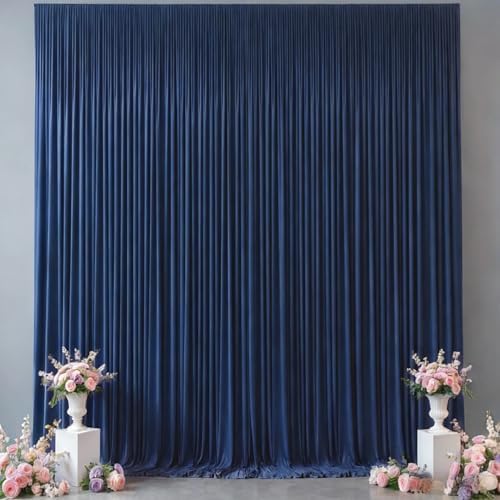 10x10FT Backdrop Curtains with Rod Pockets - Wrinkle Free Photo Stage Backdrop 2 Panels Curtains Drapes for Photography Wedding Party Baby Shower Decorations (Navy Blue) by Unknown