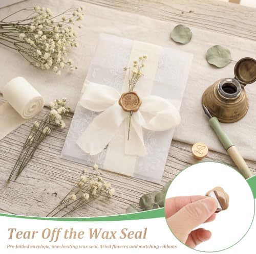 150PCS Wedding Invitation Kit, 5x7 Pre-Folded Vellum Jackets & Wax Seals - Image 6
