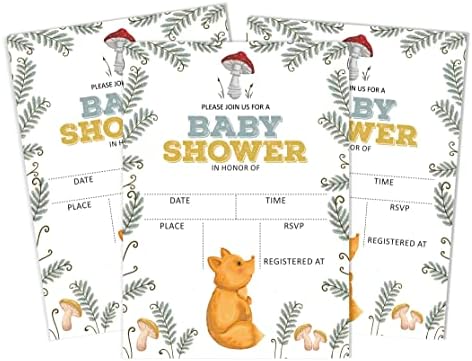 Pack of 30, Boy/Girl Baby Shower Party Collection, Baby Shower Invitation Cards, Fill in the Blank Invites WIth Envelopes, Fox Theme Party Supplies - Image 6