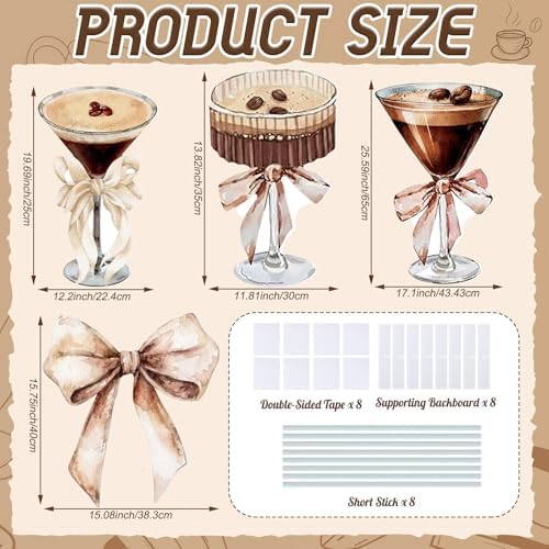 4 Pcs A Tini Bit Older Cardboard Cutout Espresso Martini Bow Birthday Party Decoration Martini Coffee Cardboard Cutout for Bar Women Girls Bachelorette Night Photo Backdrop Bridal Shower - Image 4