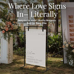 Black Wedding Sign Holder Stand - Elegant Metal Welcome Sign Stand for Wedding, Baby Shower, Bridal Party - 2 Sign Straps, 7 Ribbons for Hanging - Sturdy Display Easel for Seating Chart & Fabric Signs - Image 6
