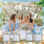 Abbylike 8 Pcs Ocean Seashell Beach Gift Bag Burlap Sea Shell Starfish Bow Party Favor Bags Coastal Reusable Canvas Goodie Candy Tote with Handle for Summer Wedding Sea Baby Shower Birthday Decor - Image 2
