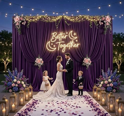 20ft x 10ft Purple Backdrop Curtains for Parties, 4 Panels 5ft x 10ft Wrinkle-Free Drapes for Lavender Wedding Engagement Bridal Shower Baby Shower Birthday Magic Theme Party Halloween - Image 5
