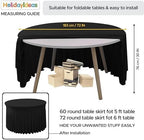 Fitted Black Spandex Table Skirts for Wedding Party,72 Inch Round,4 Pack - Image 5