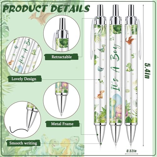 289 Pieces Dinosaur Baby Shower Favors for Guest It's a Boy Ballpoint Pens and Keychains Gifts for Boys Bulk Retractable Baby Shower Pens Gender Reveal Thank You Cards Souvenir Party Favors - Image 2