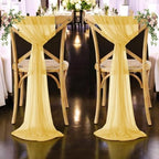 MDS Pack of 75 Chiffon Chair Sashes for Wedding & Event Décor - Gold - Image 6
