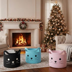 VK VK·LIVING Cat Toy Basket Cute Cotton Rope Animal Storage Pink Laundry Baskets for Toys, Clothes,Gifts,Towels, Blankets, Pet Bed Pink Laundry Hamper for Organizing 15''x14'' - Image 2