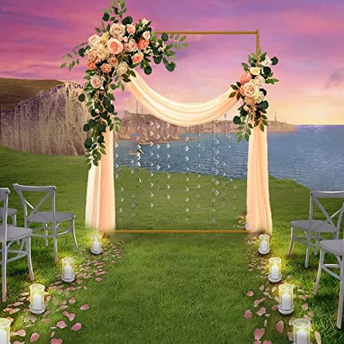Gold Wedding Arch Backdrop Stand, 6.6FT*5FT Square Balloon and Flower Metal Aluminum Frame for Ceremony, Anniversary, Party, Baby Shower Photo Booth Decoration. - Image 5