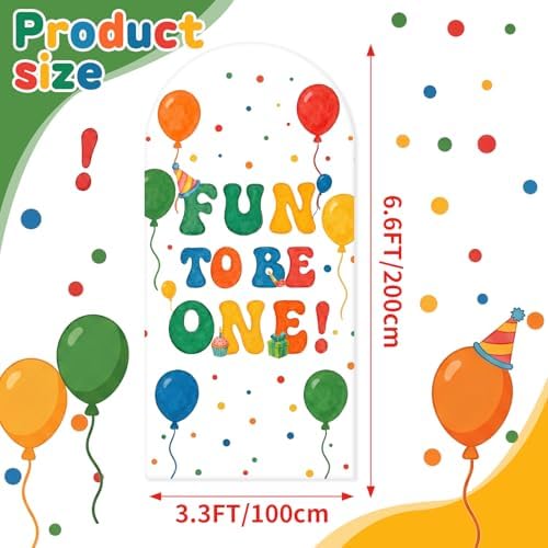 Breling Fun to Be One Birthday Decoration 6.6 ft Arch Cover Backdrop - Image 2