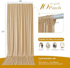 50 ft x 10 ft Wrinkle Free Champagne Backdrop Curtain for Parties, 10 Panels 10ft Polyester Champagne Photo Backdrop Drapes for Graduation Birthday Wedding Party Stage Curtains - Image 5