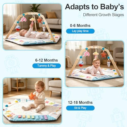 Baby Play Gym Mat with Multiple Sensory Developmental Zones for 0-18Months Babies - Image 5