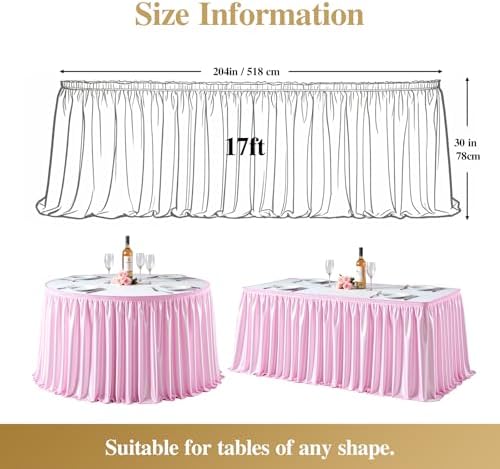 17ft Baby Pink Satin Table Skirt for Rectangle Table Teacher Desk Skirt - Image 6