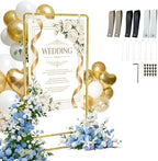 Wedding Welcome Sign Stand, Adjustable Linen Welcome to Our Wedding Sign Holder, Elegant Welcome Sign Easel with Hanging Straps for Seating Chart, Banner, Ceremony Decor (Gold, 54"-69") by Yorshvil