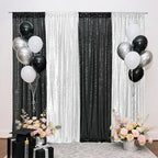 Eternal Beauty Black & Silver Sequin Backdrop Curtains, 4 Panels 2x8FT - Image 5