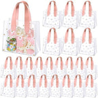 Clysee 24 Pcs Clear Gift Bags Daisy Pattern Transparent PVC Tote,Pink by Clysee