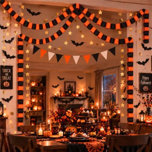 Chunky Halloween Paper Chain Garland Strip Orange Black 500 Sheets 3 x 8 in by Unknown