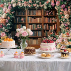 12X10FT Bookshelf Flower Photography Backdrop Vintage Bookcase Magic Books Ancient Library Wall Background Flower Girl Kids Birthday Party Decorations Kindergarten Graduation Banner Photo Booth Props - Image 5
